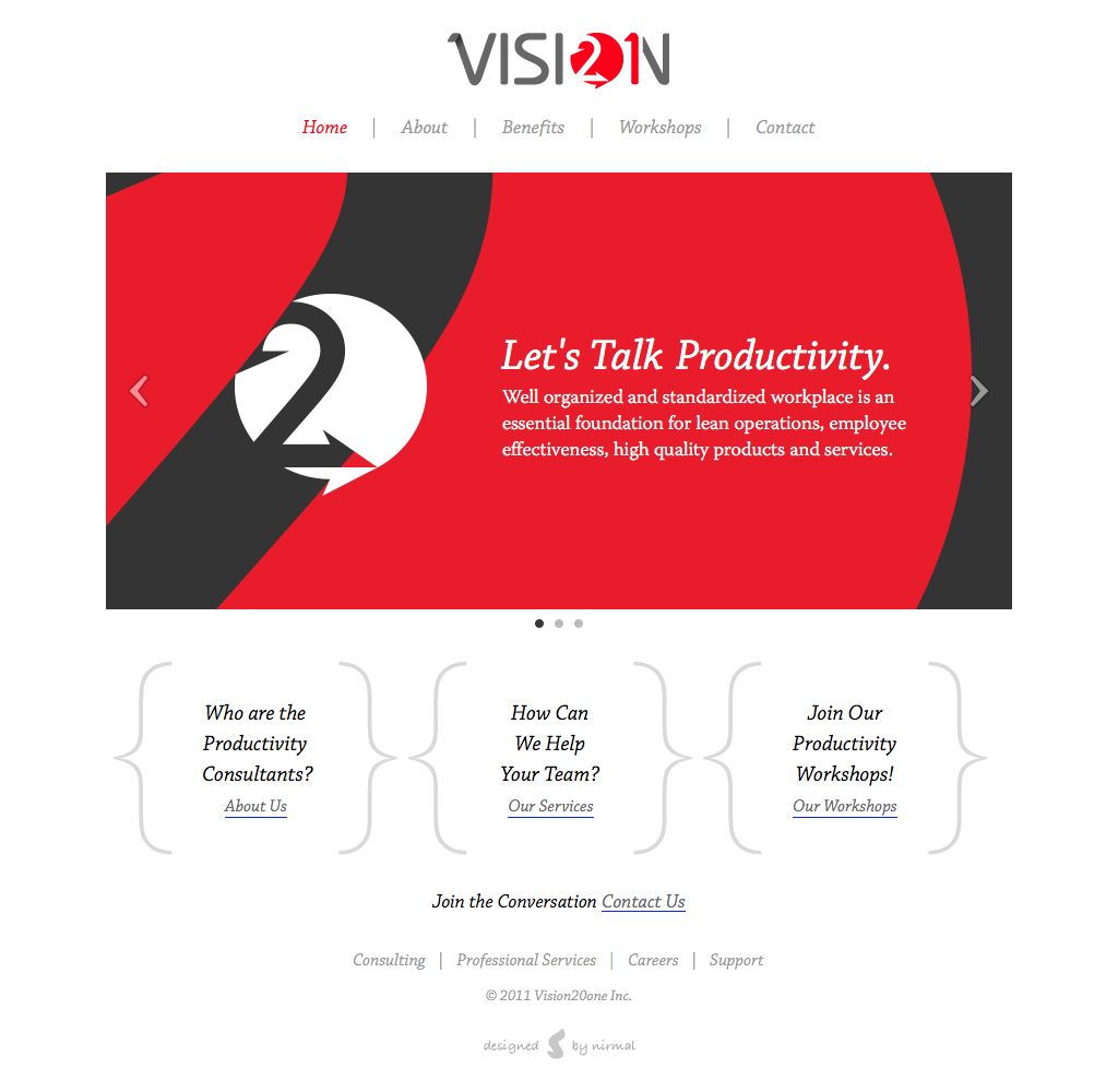 Vision 20 one home page